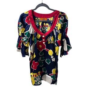 Voom by Joy Han Floral Elephant Print Silk Art to Wear Dress, size XS